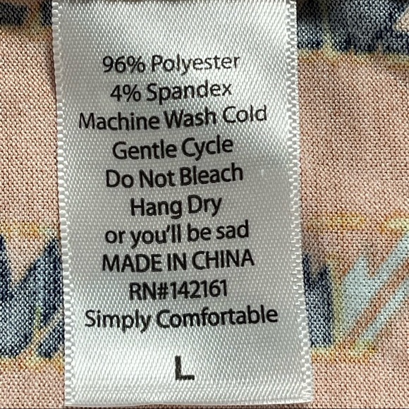 Lularoe size large orange tribal design, grey 3/4 sleeves & collar, curved hem - Picture 8 of 12